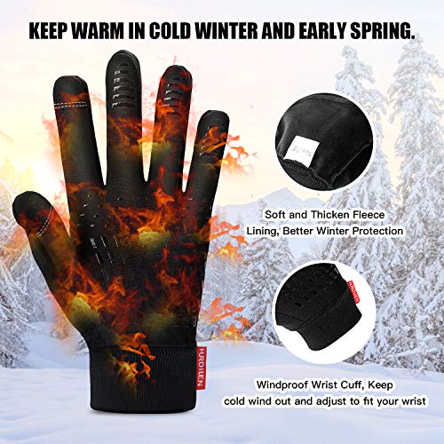 Hurdilen Winter Gloves for Men and Women, Lightweight Sports Gloves, Warm Anti-Slip Touch Screen Gloves for Cycling Riding Driving and Running (Medium)