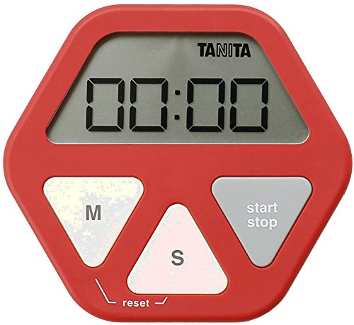 Tanita TD-410 RD Kitchen Study Learning Timer with Suction Cup Thin Red Timer D7.0 x W10.0 x H 0.9 cm