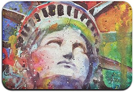 Art Painting Statue Of Liberty American Washable Cute Coral Velvet Outdoor 15.7'' W?23.6'' L Easy Clean Rectangular Entrance Rug Floor Mats Door Mat