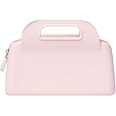Marhaliya Travel Makeup Bag, Silicone Cosmetic Bags for Women, Cosmetic Organizer Case with Zipper, Waterproof Travel Toiletry Bag Skincare Pouch with Handle (Pink)