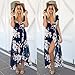 Chvity Women's Wrap Deep V-neck Overlay Floral Print Chiffon Long Maxi Dress