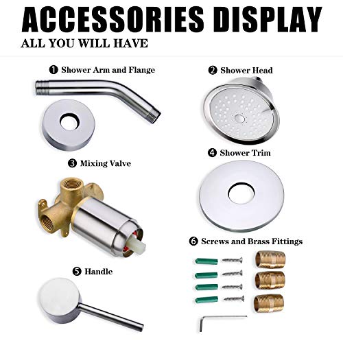 HANEBATH Shower Faucet Set with Pressure Balance Roughin Valve, Brushed Nickel Shower Trim Kit