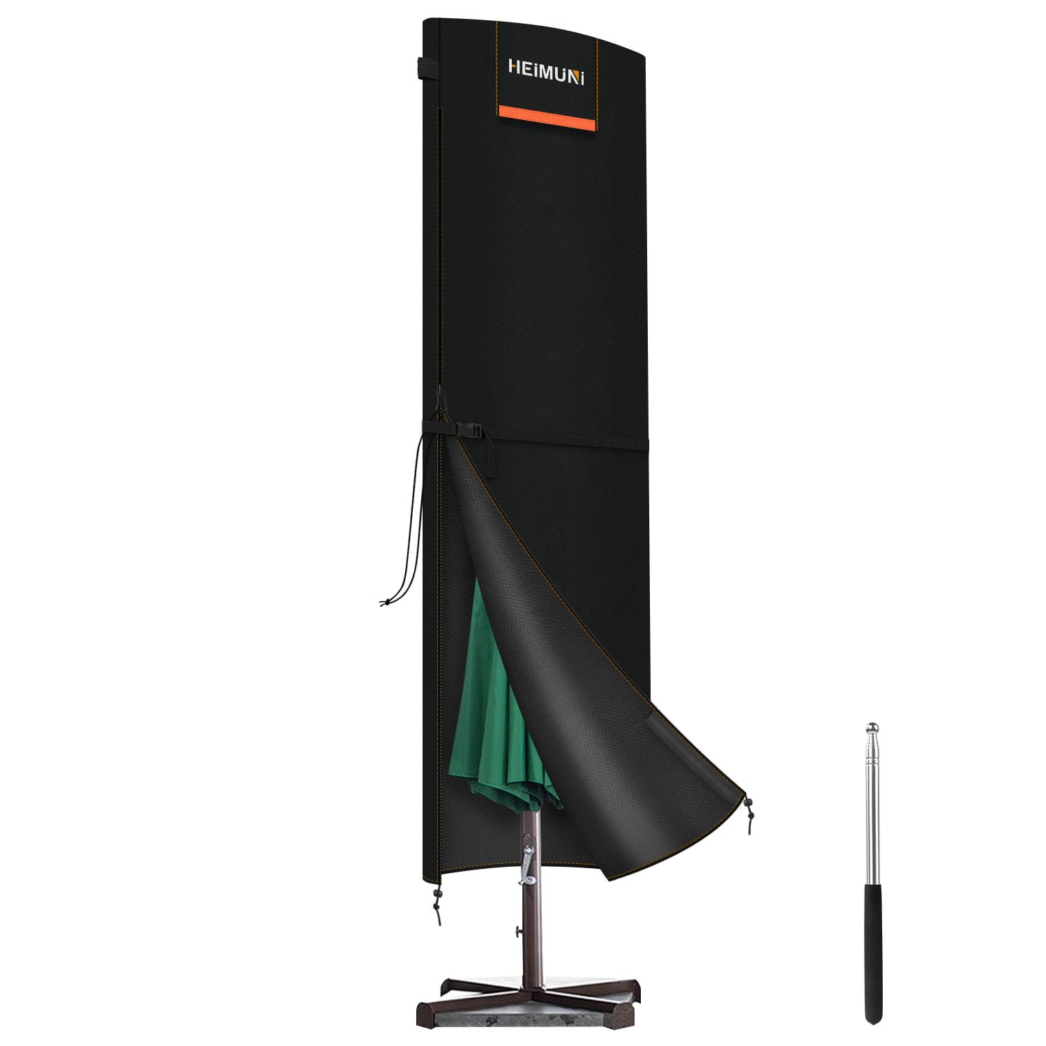 HEIMUNI Garden Umbrella Cover Parasol Cover 3m Umbrella Covers for Outdoor Umbrellas 420D Oxford Garden Parasol Covers Waterproof Patio Umbrella Cover with Zip and Rod Windproof Anti-UV, 250x64/64cm