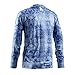 Performance Fishing Shirt Men UPF 50 UV Sun Protection Long Sleeve Quick Dry Mesh Cooling Rash Guard Kryptek Loose Fit Light Blue X-Large
