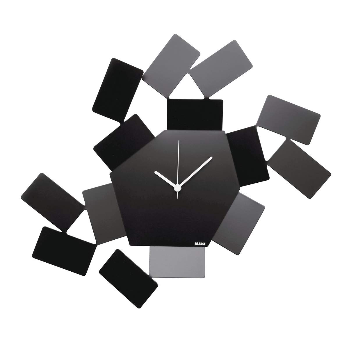 Alessi MT19 B La Stanza dello Scirocco Wall Clock-Steel Coloured with Epoxy Resin, Black, 46 x 33.5 x 4 cm