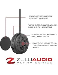 Zulú Audio Wearable Altavoces con Bluetooth para Running, Ciclismo, bicicleta y manos libres. Thin resistente al agua altavoces proporcionan un sonido claro, Vibrante mientras Attached con imanes Snap Lock. (Negro)