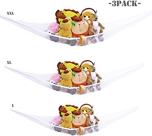 Toy Hammock -3PACK- Heavy Duty Nylon Netting With Elasticized Border, 6ft 5ft 4.3ft Neatly Organizing Kids Toys And Stuffed Animals, Room Courtyard Bathtub Toy