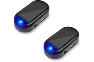 KAGOR Car Alarm Light Car Solar Power Simulated Dummy Alarm Warning Anti-Theft LED Flashing Security Light with New USB Port, Blue x2