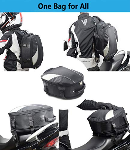 Meago Motorcycle Seat Bag Waterproof Commuter Helmet Bag/Backpack Motorbike Sport Tail Bag, 28 Liters