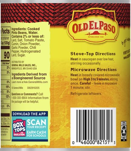 OLD EL PASO TRADITIONAL REFRIED BEANS, VALUE SIZE, 31 OZ.