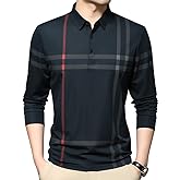 Womleys Mens Casual Striped Long Sleeve Collared T Shirt Polo Shirts