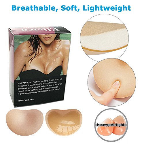 Elicico Silicone Adhesive Bra Pads Inserts,Push Up Sticky Bra Pad