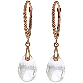 Galaxy Gold GG 14k Solid Gold Leverback Earrings with Briolette White Topaz