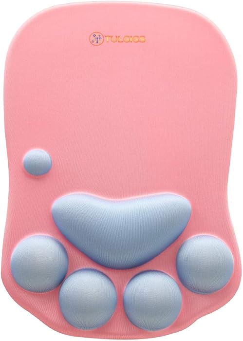 Computer Mousepad Wrist Support Rest &ndash; Unique Cute Cat Paw Ergonomic Mouse Pad Non Slip PU Base Soft Silicone Comfort Cushion Rubber Mat for Laptop Gaming Office Home Desk