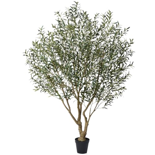 Verinatural Olive Tree Artificial Indoor 8ft - UV Resistant Large Fake Plants - Realistic Faux Olive Tree in Pot - Tall Artificial Plants Outdoor for Home, Patio, Living Room, Office Decor,VN138