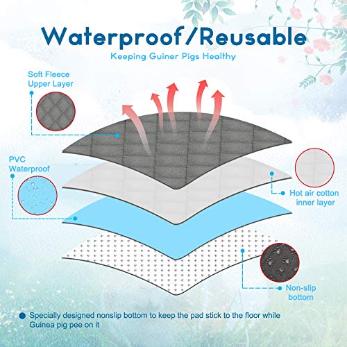 RYPET Guinea Pig Fleece Cage Liners 4 Pack Washable Guinea Pig Pee
