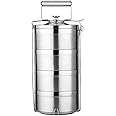 Fityle Thermal, Vacuum Insulated Food Carrier Bento Box Insulating Stainless Steel Containers for Travel Hiking Camping - 4 Tier