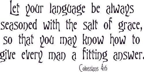 Colossians 4:6, Let Your Words Language Seasoned, Salt, Grace Vinyl Wall Art
