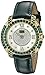 Burgi Women's BUR156GN Yellow Gold Quartz Watch With Diamond Mother of Pearl Swarovski Crystal Accented Dial & Bezel With Green Leather Strap