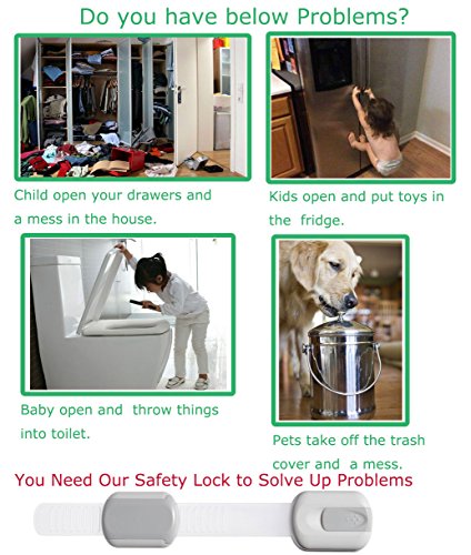 Baby Safety Locks Cabinet Locks Child Proof Home Safety Baby Straps Locks Latch for Drawer Cupboard Dresser Doors Closet Oven Refrigerator,No Drill and Tools Needed (Grey, 6 Pack)