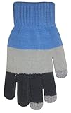 Boss Tech Products Knit Touchscreen Gloves with Conductive Fingertips for Use with All Touchscreen Electronic Devices - Blue/ Gray