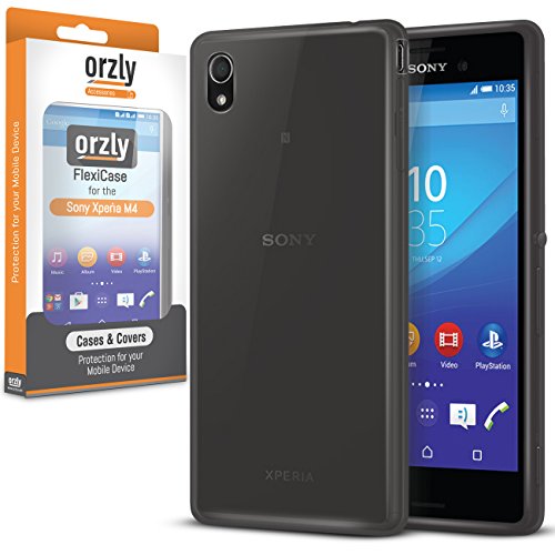 Orzly FlexiCase for Xperia M4 Aqua - Protective Flexible Silicon Gel Phone Case in Semi Transparent Black