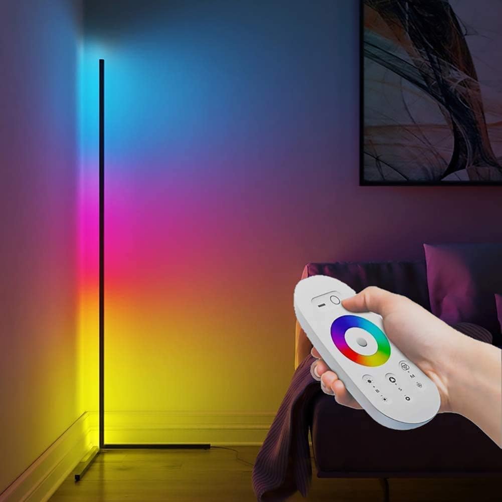 modern minimal kona floor lamp rgb led corner lamp color changing nordic noxu design lamp for corner light room colorful corner lamp black remote