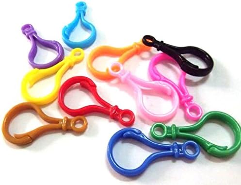 HAWORTHS 50PCS Random Color Hard Plastic Lobster Clasps Hook for Key Ring Chain / Keyring /DIY Project