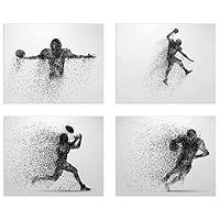 Summit Designs Football Wall Decor Art Prints - Particle Silhouette - Set of 4 (8x10) Poster Photos - Man Cave, Bedroom Decor