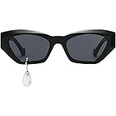 mincl Vintage Cat Eye Sunglasses for Women 90s Trendy Pearl Tears Sun Glasses UV400 Protection