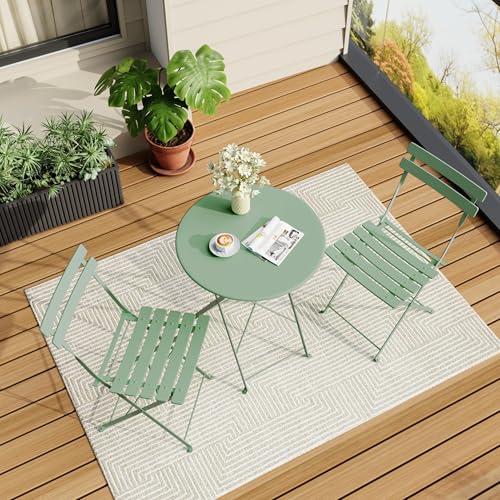 EliteEdge 3-Piece Outdoor Folding Bistro, Outdoor Furniture Set with Table and…