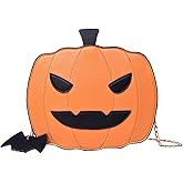 QZUnique Halloween Purses Gothic Novelty Shoulder Bag Pumpkin Coffin Skull Bat Crossbody Bag holiday Party Gift Candy Bag