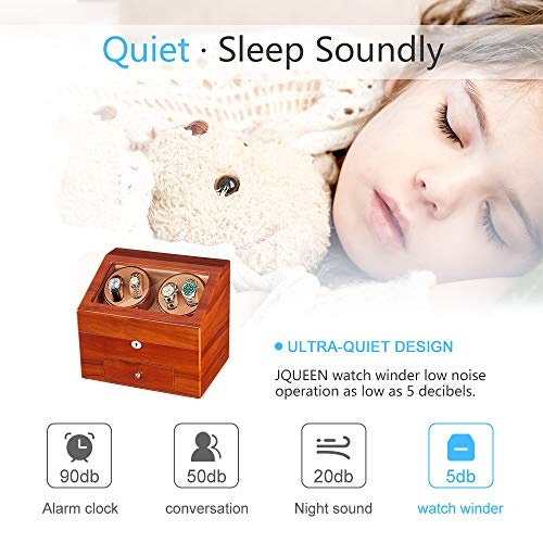 JQUEEN Automatic Wood Watch Winder Display Box 4+9 Storages (Ebony(WJW)) - Thumbnail 5