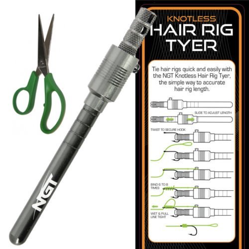 NGT HAIR RIG HOOK TYER TOOL FOR MAKING HAIR RIGS + CARP FISHING BRAID SCISSORS