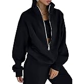 PEHMEA Women's Fall 2 Piece Sweatsuit Outfit Fleece Loose Long Sleeve Half Zip Pullover Comfy Lounge Sets for Women