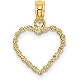 Diamond2Deal 10k Yellow Gold 3-D Rope Heart Charm Pendant