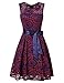 HiQueen Women Vintage Scoop Neck Sleeveless Floral Lace Cocktail Evening Dress