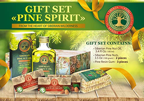 Gift Set"PINE SPIRIT" from the Heart of Siberian Wilderness, Gift Baskets: Pine Nuts, Pine Nut Oil, Natural Gum