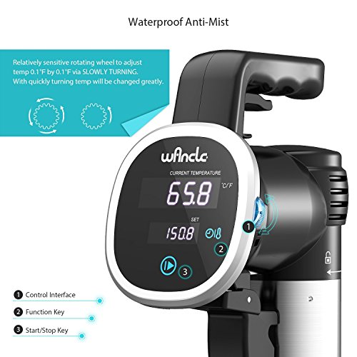 Sous Vide Cooker, Thermal Immersion Circulator, with Recipe E-Cookbook, Accurate Temperature Digital Timer, Ultra-quiet, 850 Watts, 120V, Stainless Steel/Black