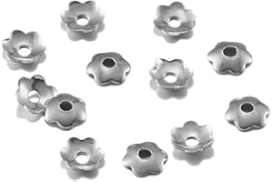 AGCFABS 1000pcs 4 mm Mini Flowers Filigree Petal Beads Caps Findings Bulk End Spacer Charms Bead Cap for Jewelry Making Supplies (Rhodium)