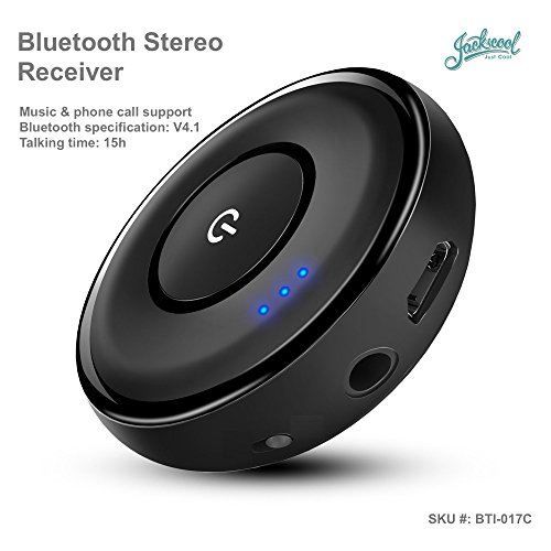 Mini Bluetooth Receiver with Phone Call Function. Latest Bluetooth 4.1/A2DP/AVRCP Technology, up to 14 Working Hours | Audio Adapter 3.5mm Aux Adapter for Home and Car Audio Stereo System | BTI-017C