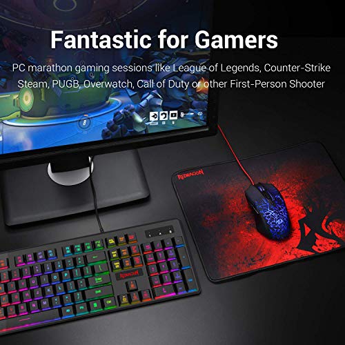 Redragon S107 Gaming Keyboard and Mouse Combo Large Mouse Pad