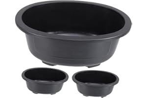 DOITOOL Oval Large Bonsai Pots with Drainage Hole 3pcs Deep Plastic Planters for Indoor Garden Balcony
