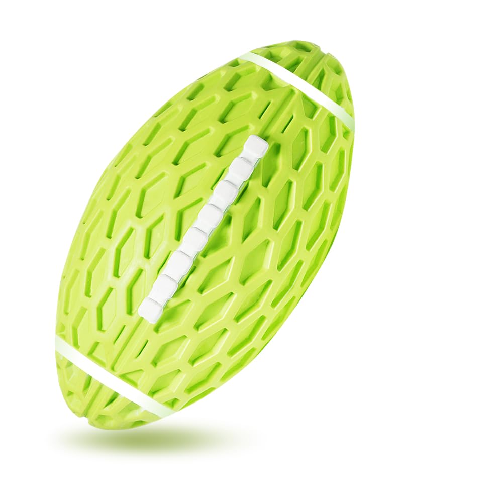 AUSCAT Squeaky Dog Ball for Aggressive Chewers, Tough Rubber Dog Rugby Ball for Medium Large Dogs, Green, Large, 5.5"/14 cm — image 1