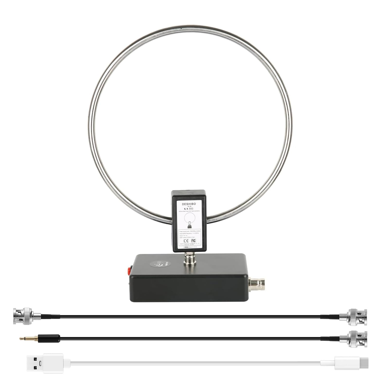 Photo 1 of GA800 Portable Active Shortwave Antenna (Free of Tuning), WOOKLEA Loop Antenna 10kHz-159MHz, with BNC Cable, LW MW SW FM Air V Band, Used for Amateur Radio