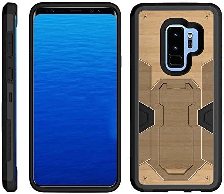 TurtleArmor | Samsung Galaxy S9+ Case | S9 Plus Case | G965 [Clip Caliber] Protective Armor Hard Impact Shockproof Case Kickstand Holster Belt Clip - Maple Wood