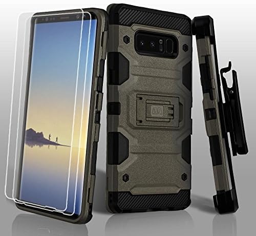 Military Grade Certified Storm Tank Hybrid Case with Holster and Screen Protector for Samsung Galaxy Note 8 - Dark Grey