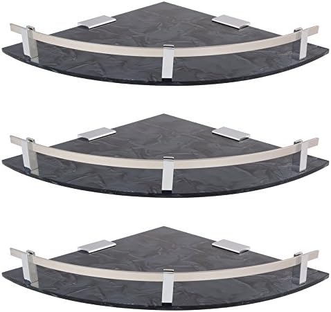 MERCEBULL Stylish Marble Designed Acrylic Wall Shelf (9 x 9 Inch, Black)