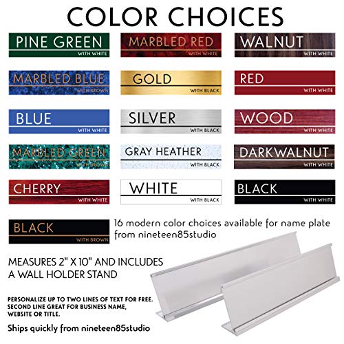 Premium Desk Name Plate Personalized Desk Name Tags with Wall/Door Holder for Office Classroom (Silver Door/Wall Holder) | 16 Different Color for Name Plate 2x10