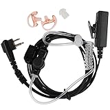 Tenq 3' 2-Wire Coil Earbud Audio Mic Surveillance Kit for Motorola Two-Way Radio 2-pin Gp300 Cp200 + Replacement Medium Earmold Earbud One Pair